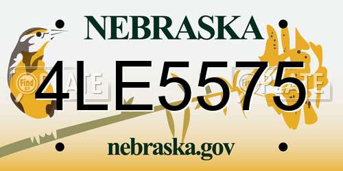 4LE5575 Nebraska License Plate