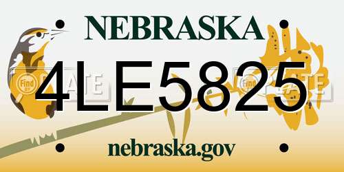 4LE5825 Nebraska License Plate