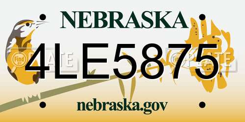 4LE5875 Nebraska License Plate