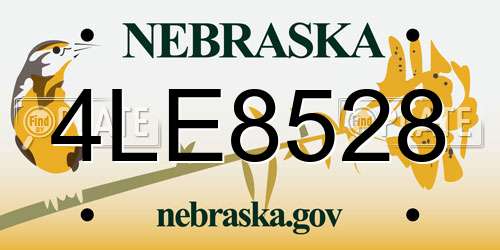 4LE8528 Nebraska License Plate