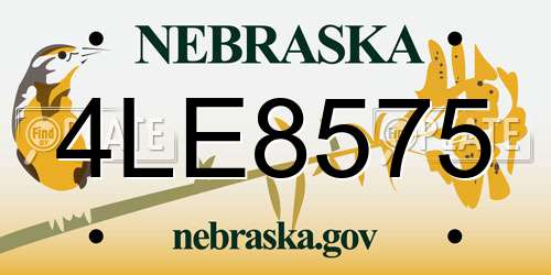 4LE8575 Nebraska License Plate