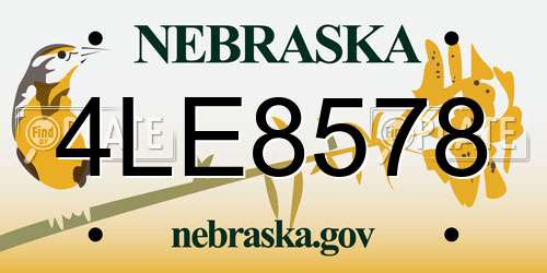 4LE8578 Nebraska License Plate
