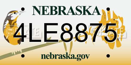 4LE8875 Nebraska License Plate