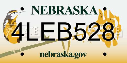 4LEB528 Nebraska License Plate