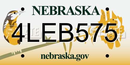 4LEB575 Nebraska License Plate
