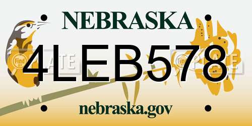 4LEB578 Nebraska License Plate