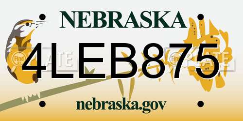 4LEB875 Nebraska License Plate