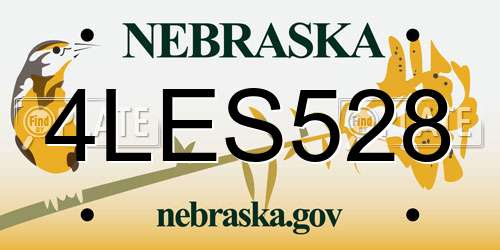 4LES528 Nebraska License Plate
