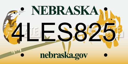 4LES825 Nebraska License Plate