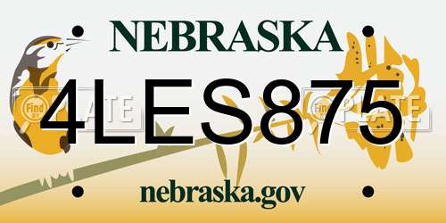 4LES875 Nebraska License Plate