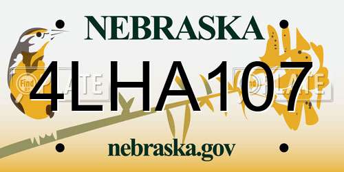 4LHA107 Nebraska License Plate