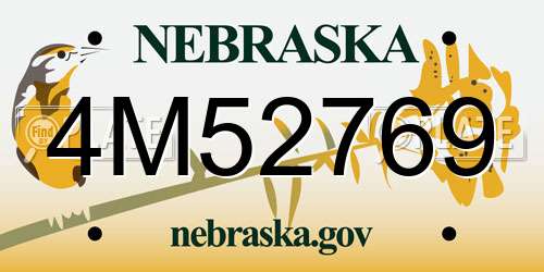 4M52769 Nebraska License Plate