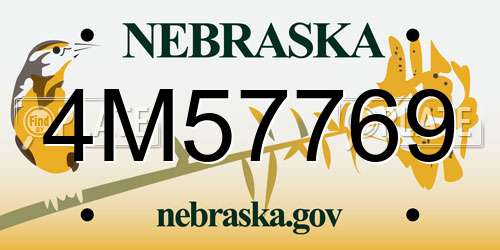 4M57769 Nebraska License Plate