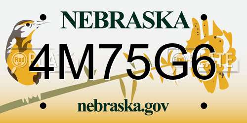 4M75G6 Nebraska License Plate