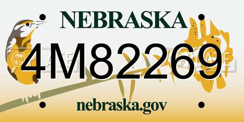 4M82269 Nebraska License Plate