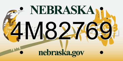 4M82769 Nebraska License Plate