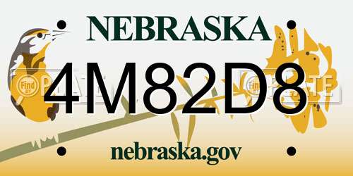4M82D8 Nebraska License Plate