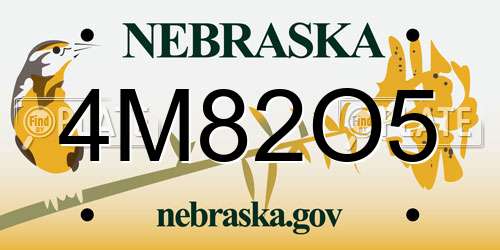 4M82O5 Nebraska License Plate
