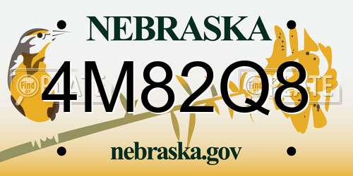 4M82Q8 Nebraska License Plate