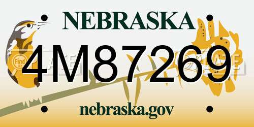 4M87269 Nebraska License Plate