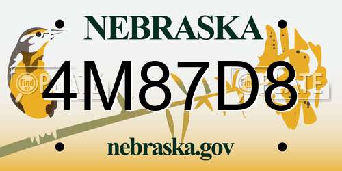 4M87D8 Nebraska License Plate