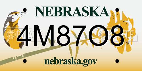 4M87O8 Nebraska License Plate