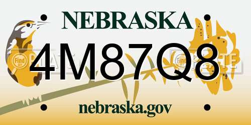 4M87Q8 Nebraska License Plate