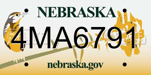 4MA6791 Nebraska License Plate