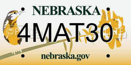 4MAT30 Nebraska License Plate