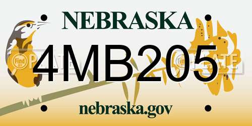 4MB205 Nebraska License Plate