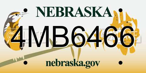 4MB6466 Nebraska License Plate