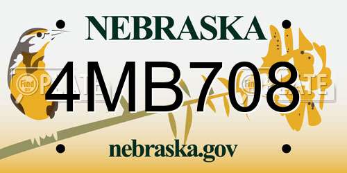 4MB708 Nebraska License Plate