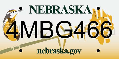 4MBG466 Nebraska License Plate