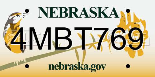 4MBT769 Nebraska License Plate