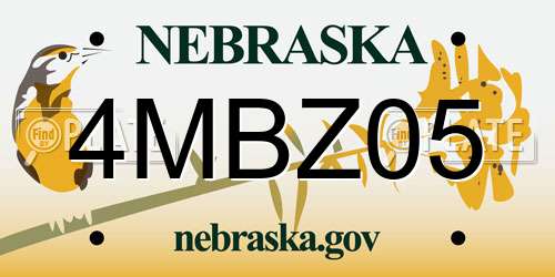 4MBZ05 Nebraska License Plate