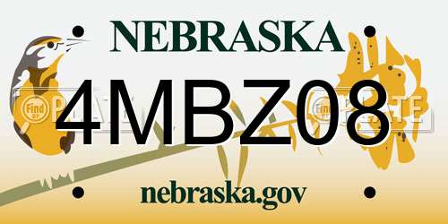 4MBZ08 Nebraska License Plate