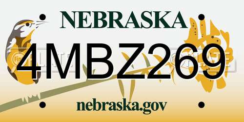 4MBZ269 Nebraska License Plate