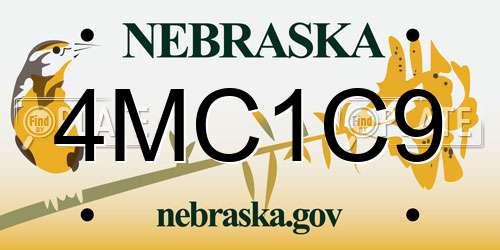 4MC1C9 Nebraska License Plate