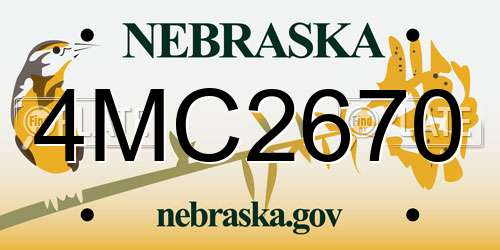 4MC2670 Nebraska License Plate