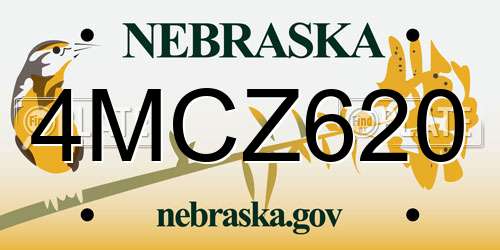 4MCZ620 Nebraska License Plate