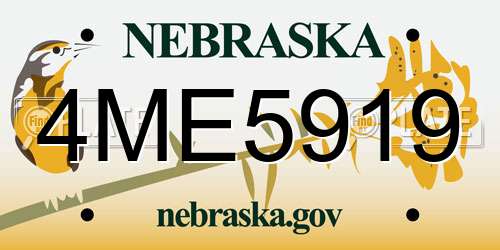 4ME5919 Nebraska License Plate