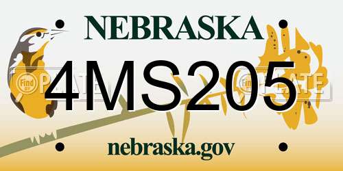 4MS205 Nebraska License Plate
