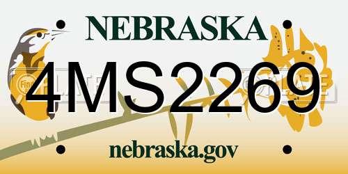 4MS2269 Nebraska License Plate