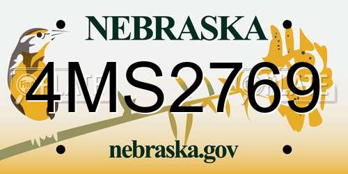 4MS2769 Nebraska License Plate