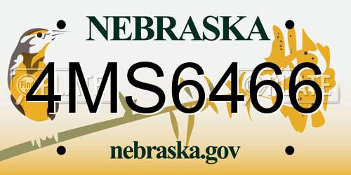 4MS6466 Nebraska License Plate