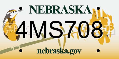 4MS708 Nebraska License Plate