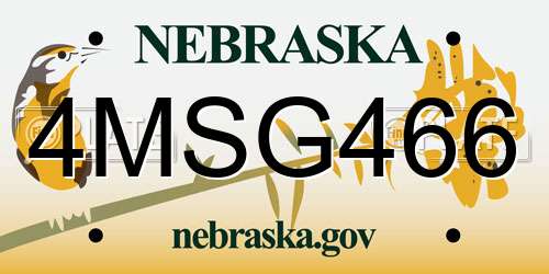 4MSG466 Nebraska License Plate