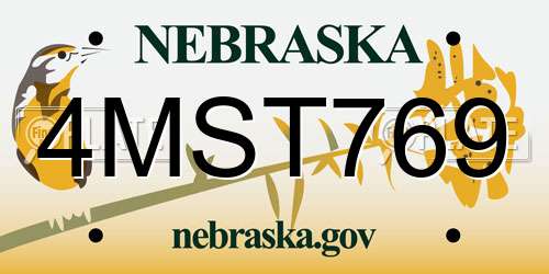4MST769 Nebraska License Plate