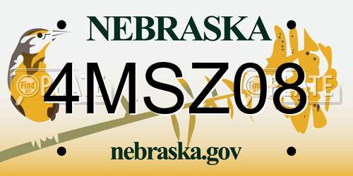 4MSZ08 Nebraska License Plate