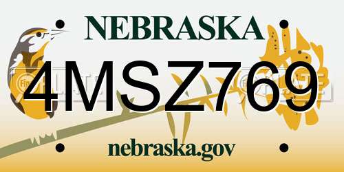 4MSZ769 Nebraska License Plate